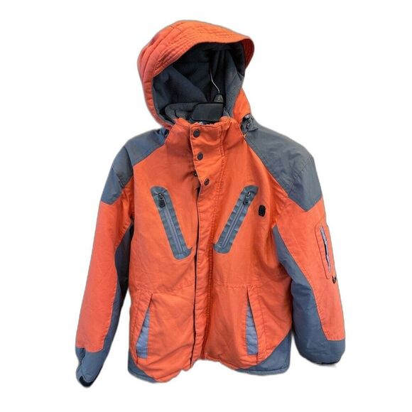 Hawke & Co Sports Boy Youth Size 14 16 Orange Gray Winter Coat Pockets Lined - Picture 15 of 16